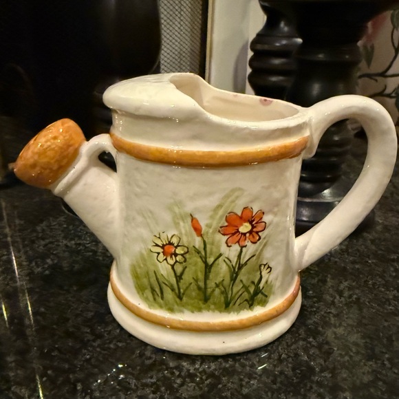 Vintage Miniature Floral Watering Can Vase -Ceramic From 1970s Size H-5” W-8” - Picture 3 of 8